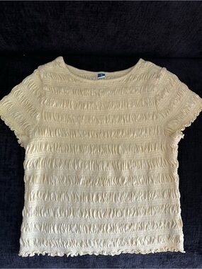 Old Navy Sweet Butter Yellow Smocked Top Short Sleeve Size XL
